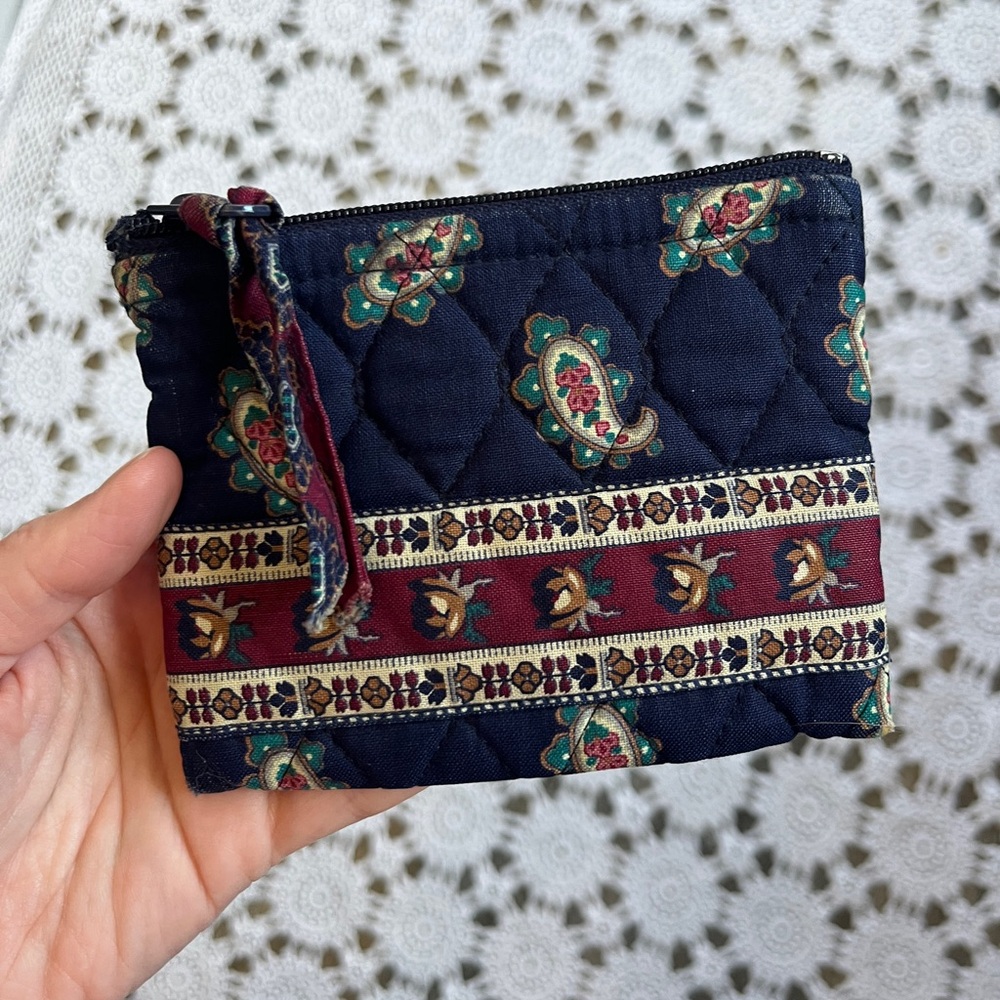 Vintage Vera Bradley Coin Purse - Retired Navy Paisley Pattern